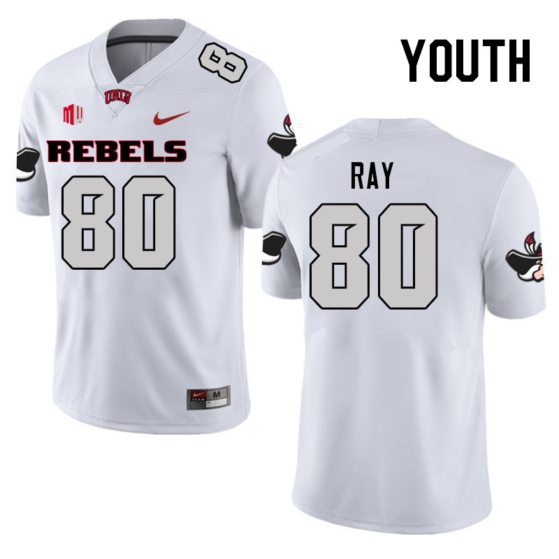 Youth #80 Rogerick Ray UNLV Rebels College Football Jerseys Stitched Sale-White